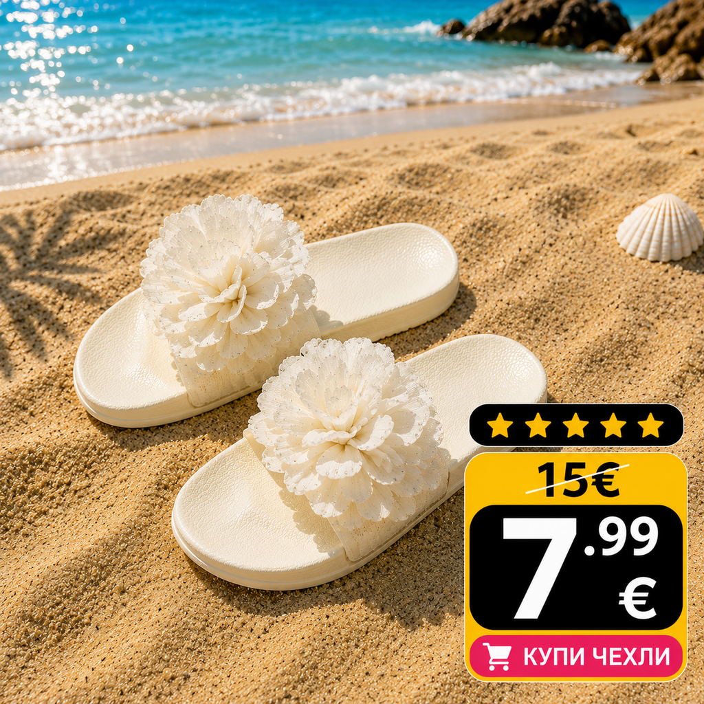 Дамски чехли Алина бели