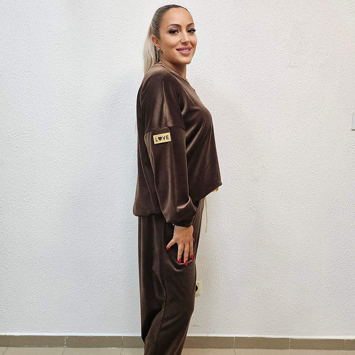 Плюшен комплект Love кафяв